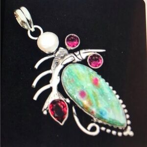 Ruby Fuchsite Amethyst Garnet 925 Sterling Silver Necklace